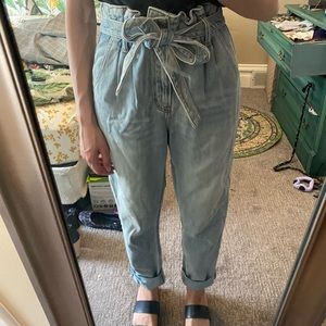 Paper bag mom jeans